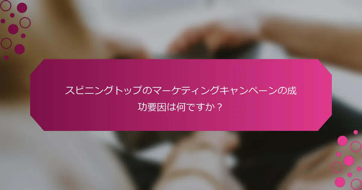 スピニングトップのマーケティングキャンペーンの成功要因は何ですか？